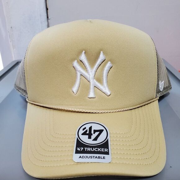 New York Yankees 47 Brand Trucker Snapback Baseball Hat Cap Sand OSFM … - Picture 5 of 11